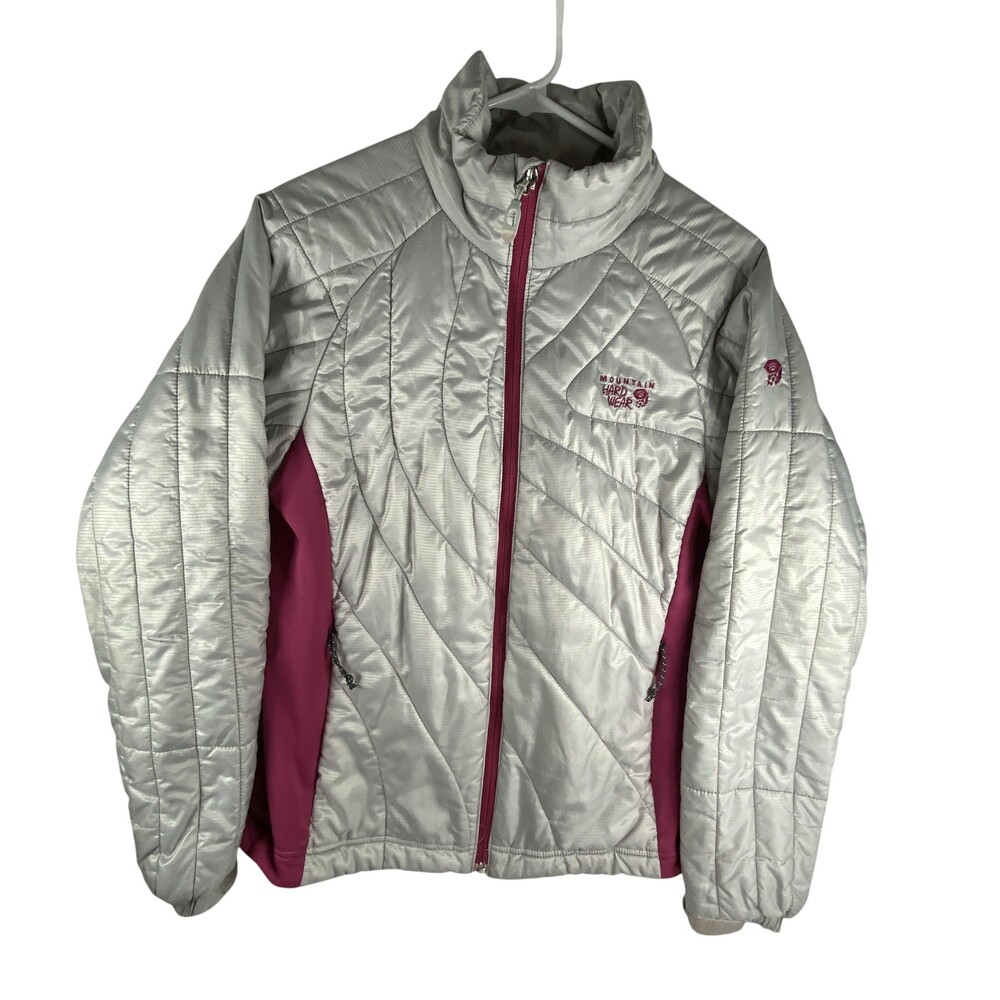 Mountain Hardwear Jacket Womens Medium Silver Quilted Insulated Zip 111 OL3665